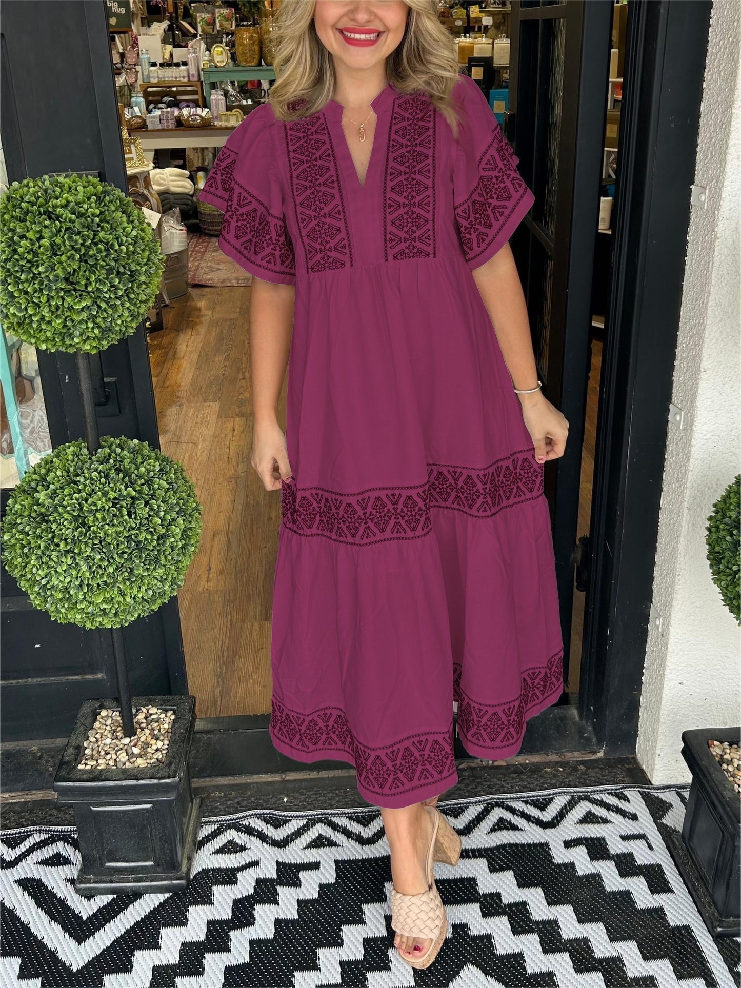 62% korting✨ Boho V-hals maxi-jurk voor dames✨