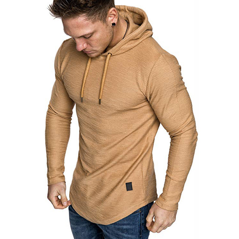 Einfarbiges Kapuzen-Sweatshirt mit Kordelzug und Langärmeln