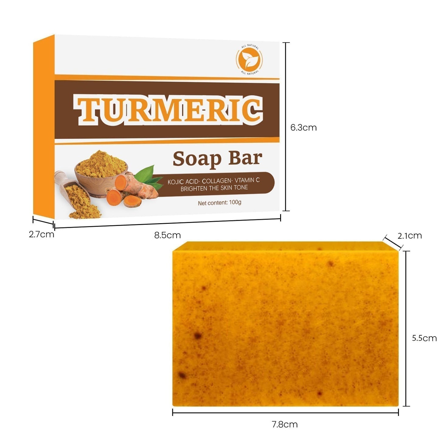 Seifenstück mit Zitronenextrakt, Kurkuma und Kojicsäure