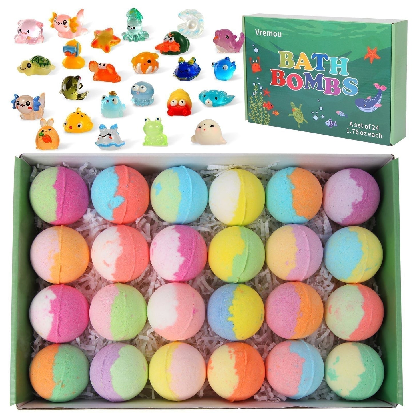 🛁🌊 Badebomben Ozean-Motiv Set 60g x 12 Stück 🌿✨ Sprudelndes Badevergnügen mit Meeresduft, pflegendes Öl für trockene Haut, plastikfrei & perfekt als Geschenk