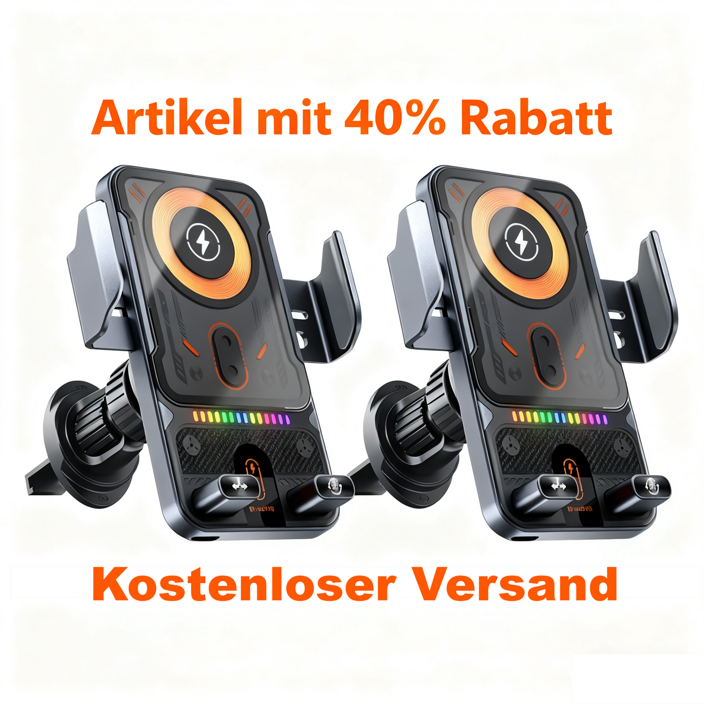 📱Intelligente 2-in-1 Auto-Drehbare Handyhalterung & Kabelloses Ladegerät⚡