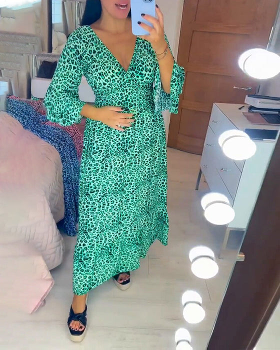 🔥 Robe portefeuille en coton pour femme à imprimé léopard