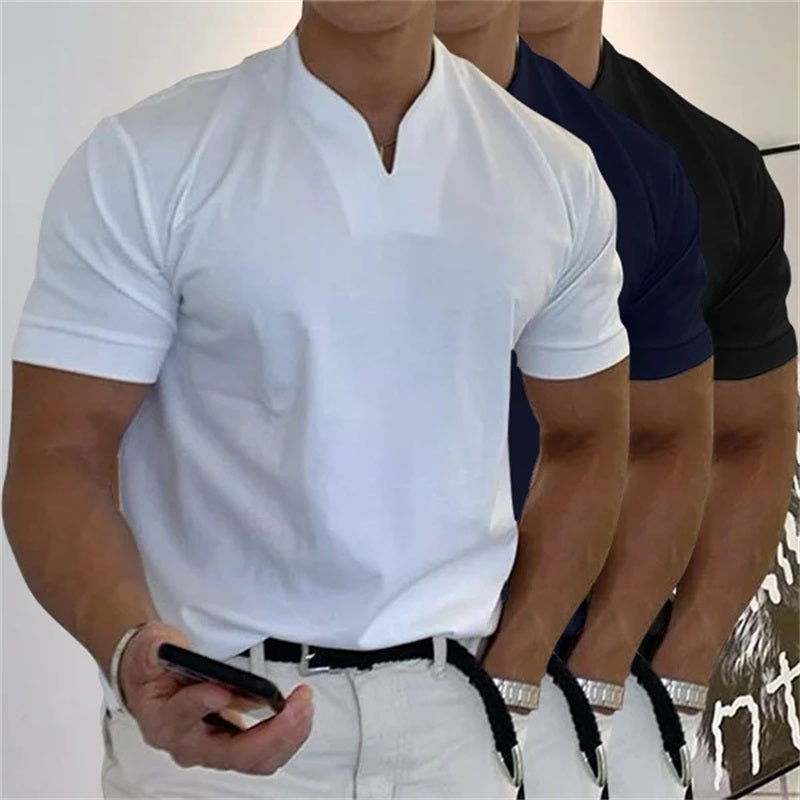 👕 JETZT 60 % RABATT! 💎 Herren-Business-T-Shirt mit V-Ausschnitt und kurzen Ärmeln – atmungsaktive Baumwollmischung, klassische Passform und erhältlich bis Größe 5XL ✨