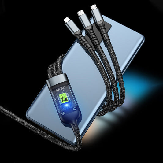📱Câble de données 3 en 1 transparent et lumineux avec charge ultra rapide