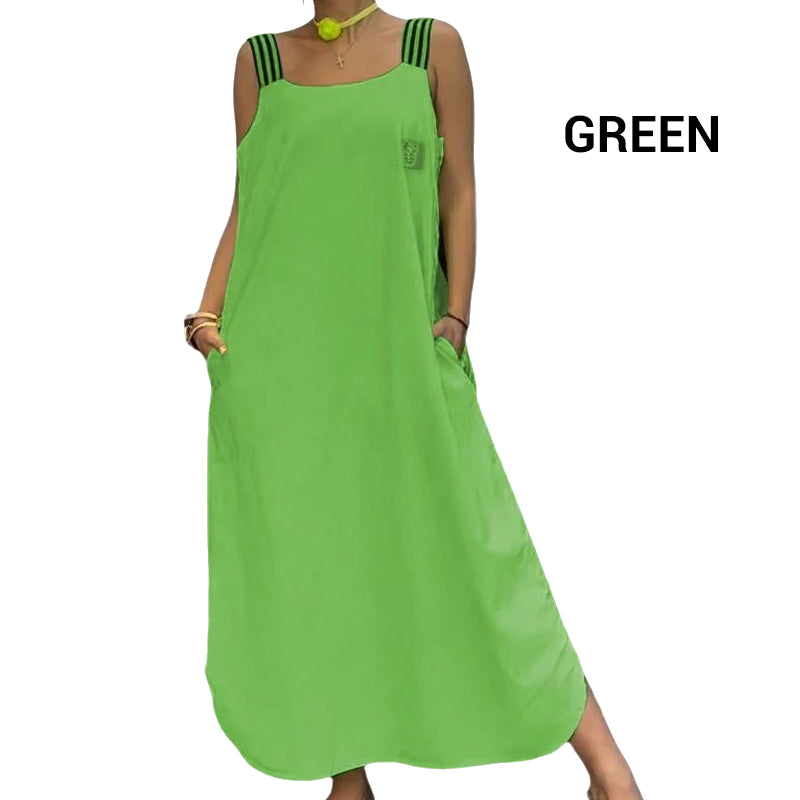 Maxikleid avec des porteurs et des sacs larges