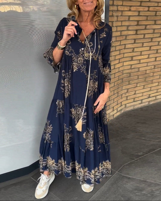 Vestido vintage de corte ancho con un escrito en V