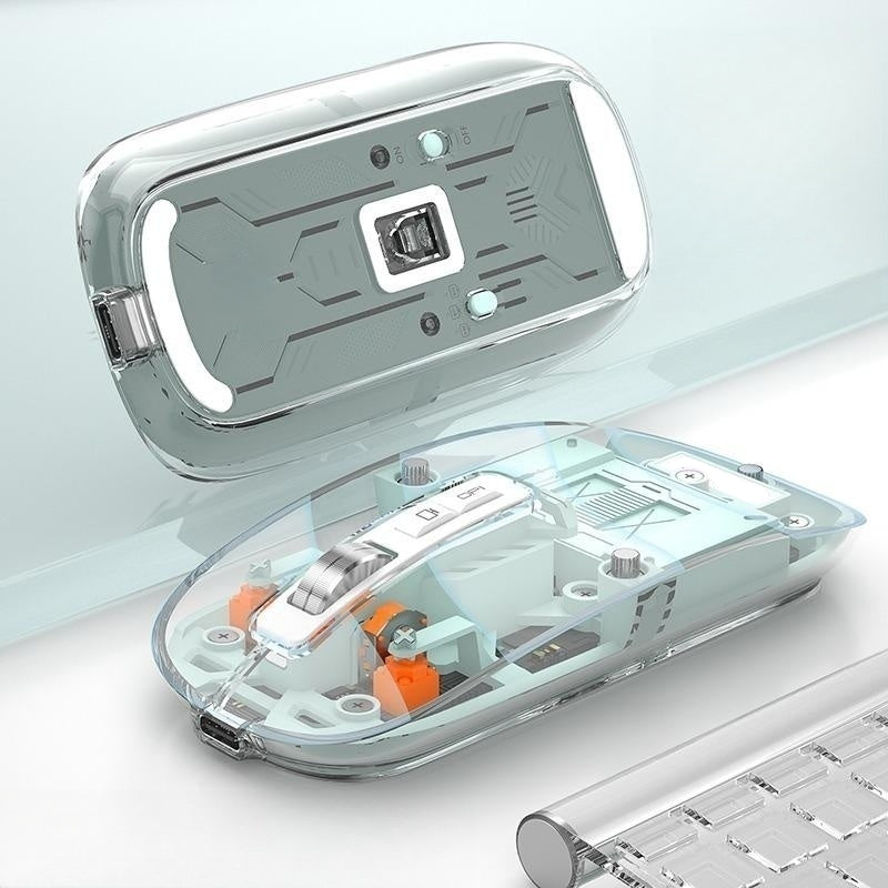 Mouse bluetooth inalámbrico recargable con una carcasa transparente