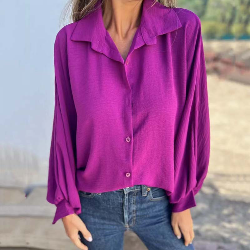 Elegant single -colored dameshemd met knoopsplacket