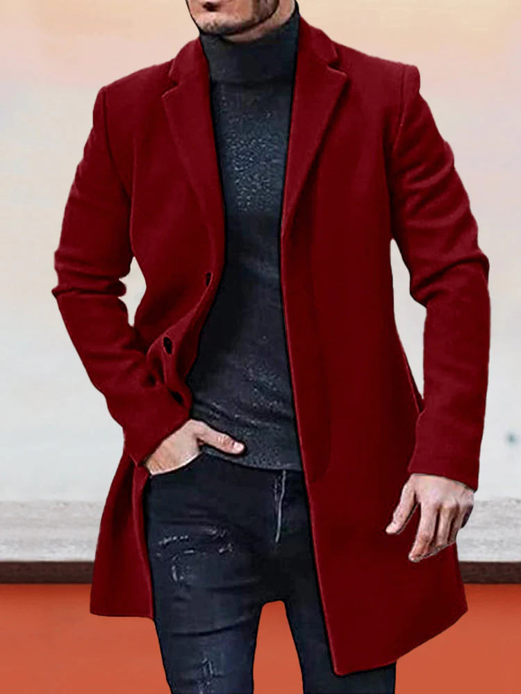 🔥Solange der Vorrat reicht 40 % Rabatt!🎉Herren einreihige einfarbige Jacke mit Schnalle