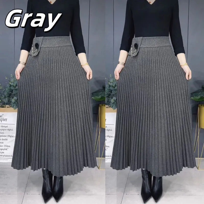 💖Elegante, effen, zachte geplooide A-lijn rok