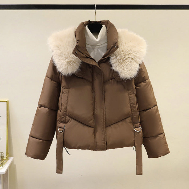 ❄️Offerte invernali❄️ Giacca corta calda da donna con collo a sbuffo e cerniera completa