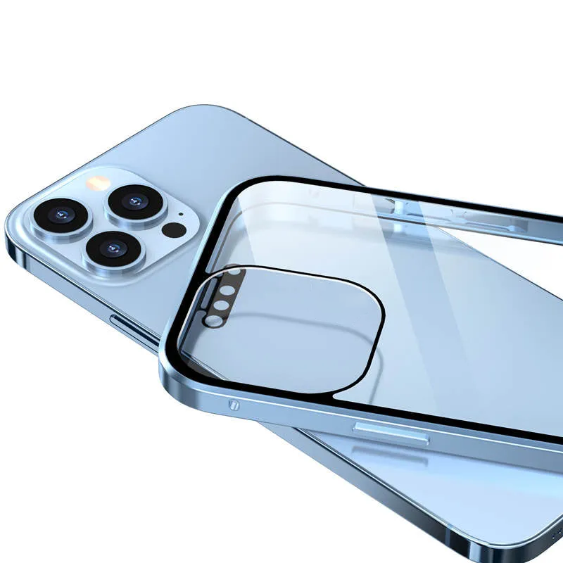 Magnetische doppelseitige Telefonhülle aus gehärtetem Glas mit Anti-Peeping-Effekt für die iPhone-Serie 11-16