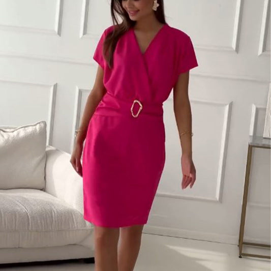 🌺2025 Sommer Neuankömmlinge👗V-Ausschnitt Kurzarm Kurzes Kleid mit Cinched Taille