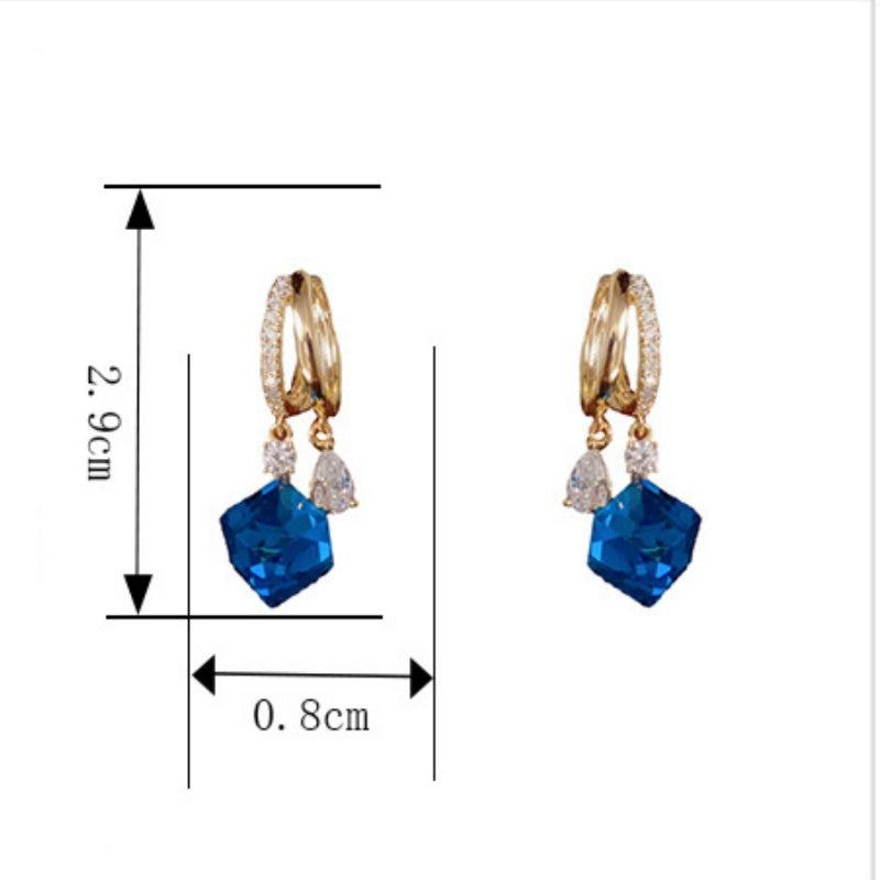 💎Boucles d'oreilles créoles bleues avec cristaux artificiels
