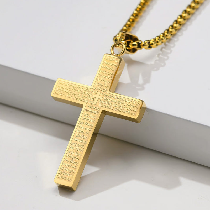 ✝️Lord Gebet Scibble Kreuz Halskette