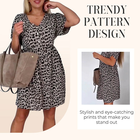 🔥Lässiges Damenkleid mit V-Ausschnitt und kurzen Ärmeln🔥