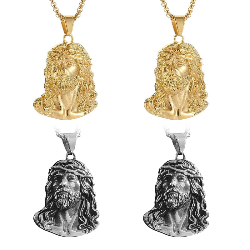 🕊️✝️Halskette mit Jesus-Kopf-Anhänger