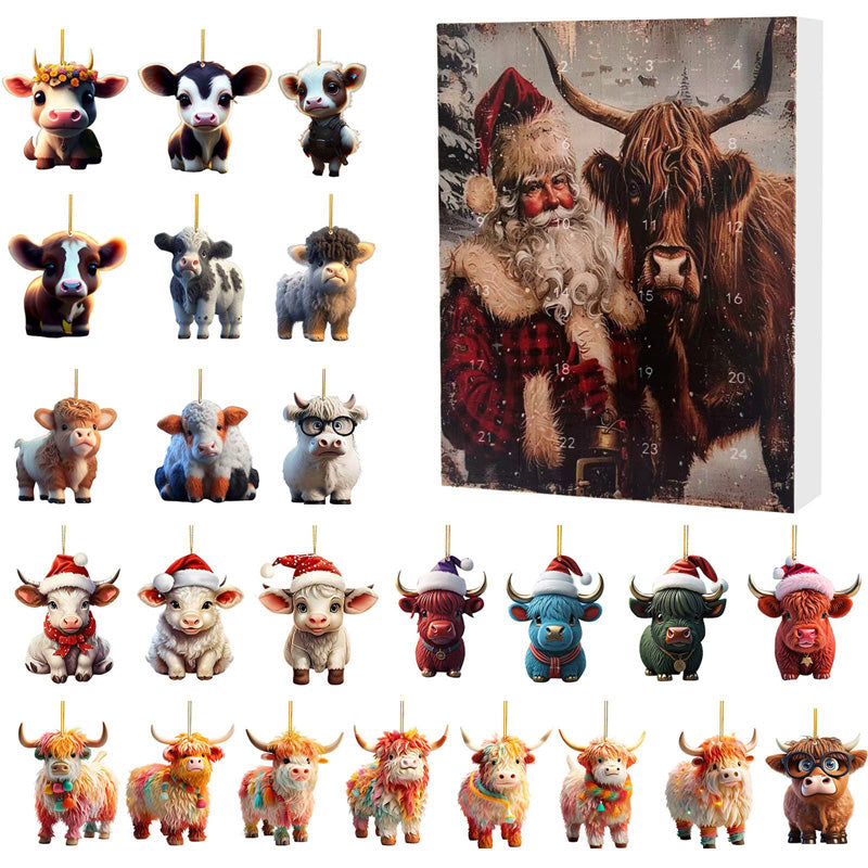 🎄Christmas Sale 50% Rabatt🎉Adventskalender mit Hochlandrind-Design