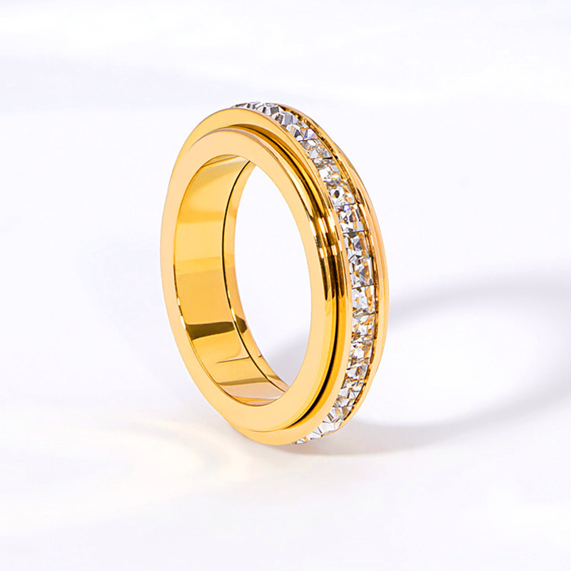đ„Solange der Vorrat reicht 40 % Rabatt!đDrehbarer Spinner-Ring aus Titanstahl mit Zirkonia