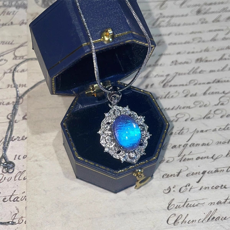đ„Solange der Vorrat reicht 40 % Rabatt!đElegante ovale blaue Halskette mit AnhĂ€nger