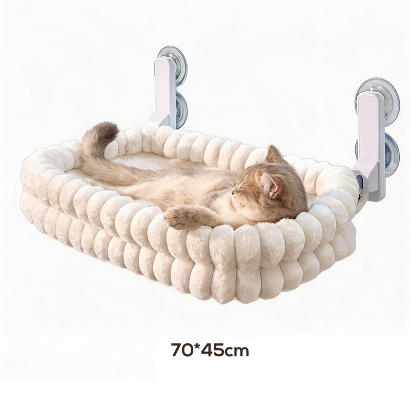 🐱 50% RABATT!☁️ Katzennetz-Hängematte – Saugnäpfe, Plüsch & doppelseitig ✨