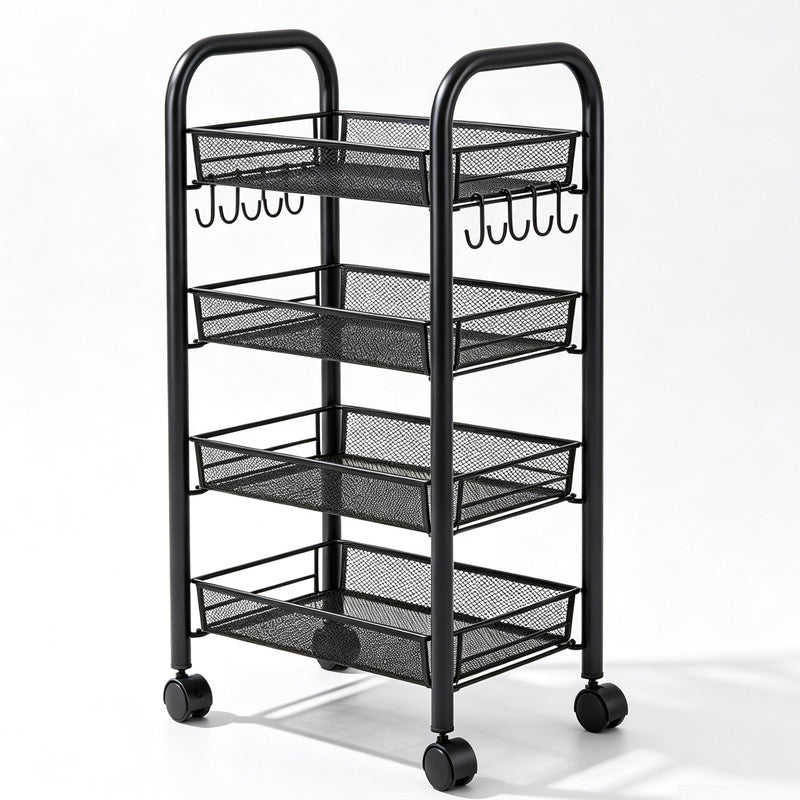 🛒 50% RABATT! 🏠 Rollbarer Mehrzweck-Aufbewahrungswagen – 3/4 Ebenen, Metallgitter & mobil – Platzsparend & vielseitig für Küche, Bad & Büro ✨