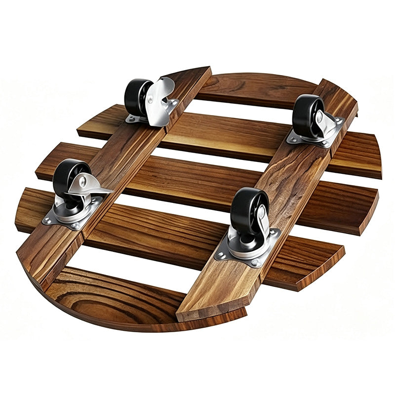 🌿 Runder Holz-Pflanzenroller mit Rädern – Mobiler Blumentopf-Untersetzer mit 360°-Schwenkrollen