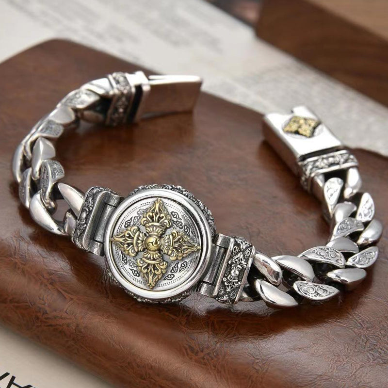 📿 50% RABATT! ✨ Rotierendes Vintage-Vajra-Armband für Herren – Sanft rotierendes Mittelstück, galvanisiertes Kupfer-Finish & Vintage-inspirierte Textur – Mutiges Statement-Style 💪