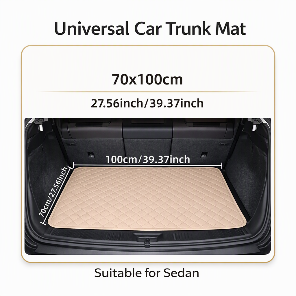 Universelle Kofferraummatte aus PVC-Leder für Limousinen und SUVs – Leicht zu reinigen (100 x 70 cm)