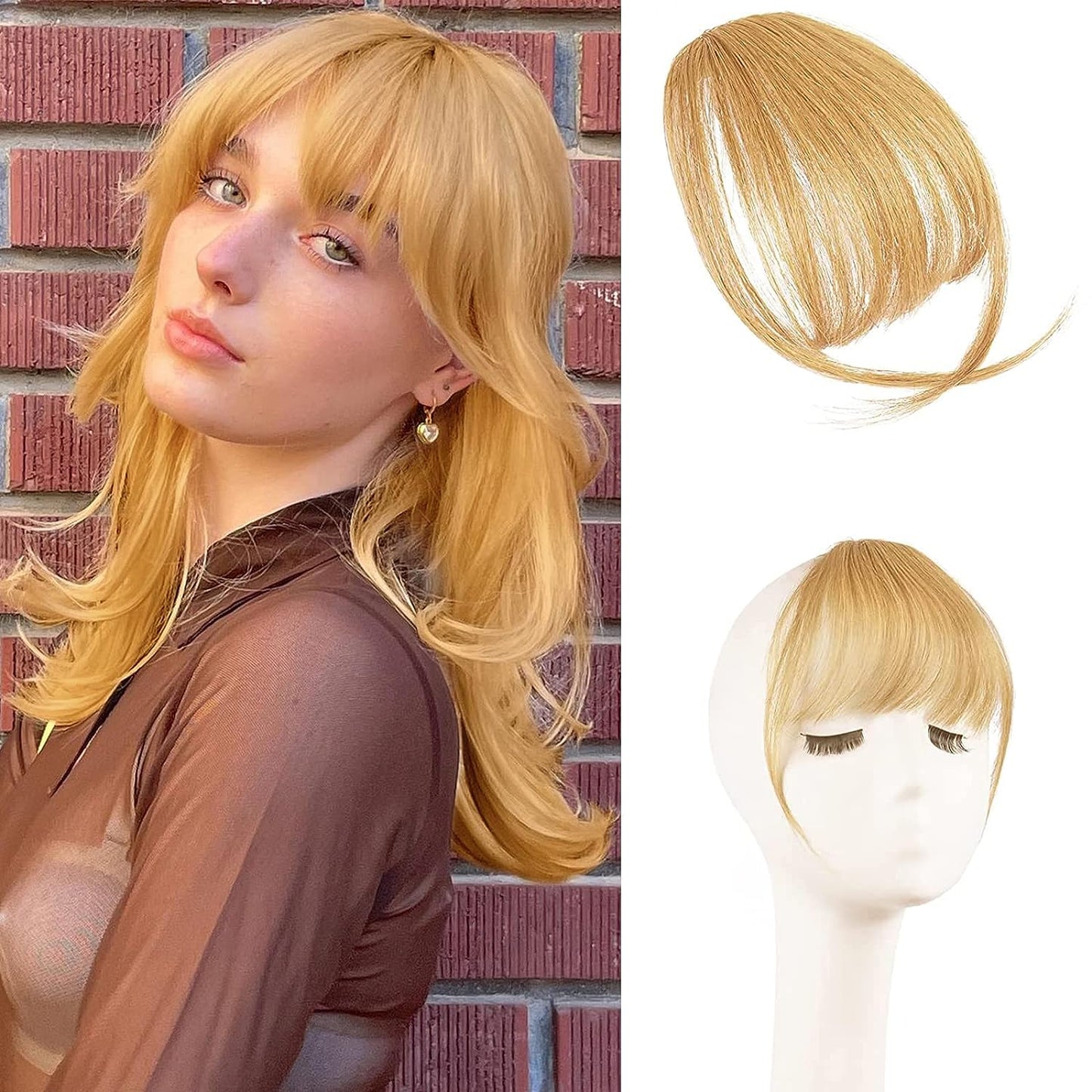 Clip en pony 100% reales extensiones de cabello flequillo