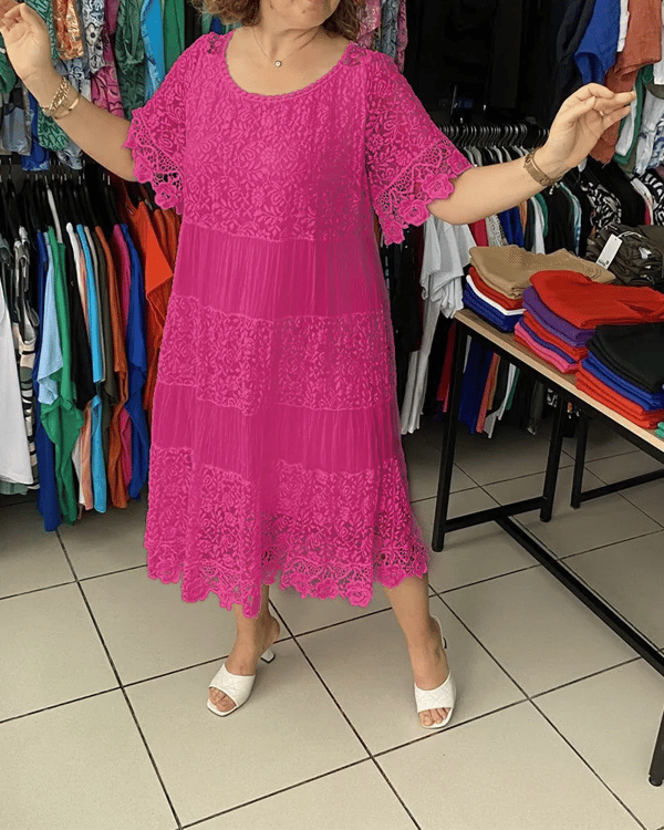 💥Sconto del 66% a tempo limitato 💕Abito semplice con maniche corte e pizzo