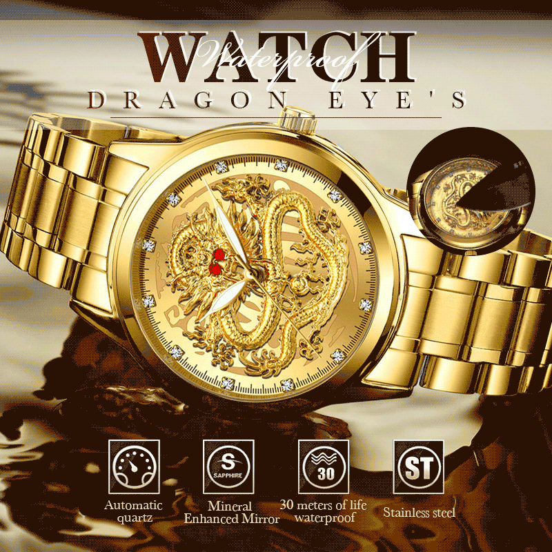 ⏳Tijdelijke aanbieding⌛Golden Dragon Quartz Herenhorloge