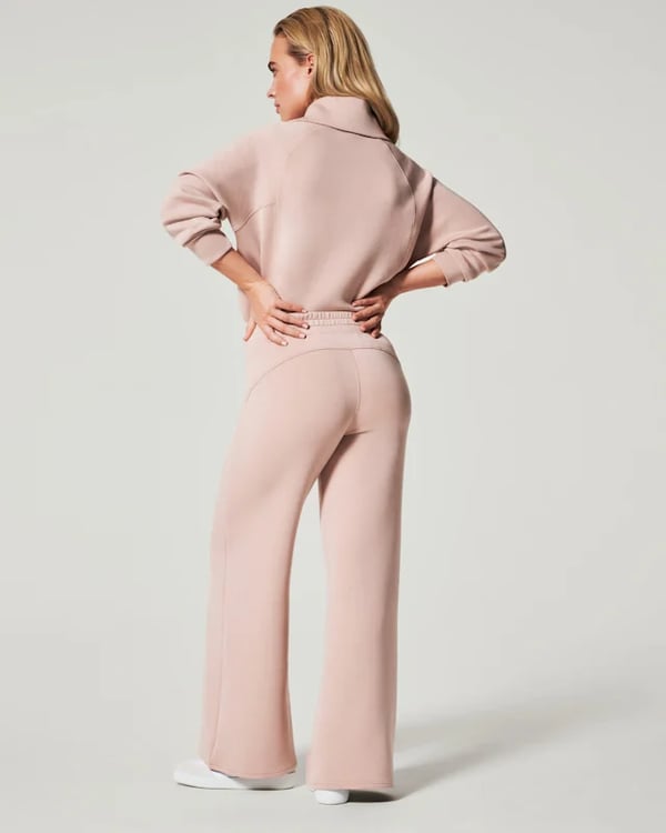 🔥Damen-Loungeset aus 2 Teilen mit Oversize-Schnitt, halbem Reißverschluss und weitem Bein