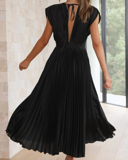 💃 Saldi eccezionali 50% di sconto⏳Abito con gonna plissettata drappeggiata e scollo a V