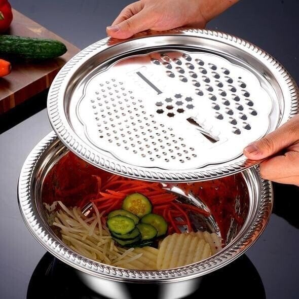 🥗 3-in-1 Set mit Schüssel, Abtropfschale & Reibe – Integrierter Abtropfkorb Zum Waschen, Abtropfen & Mischen Für Eine Effiziente Küche ✨