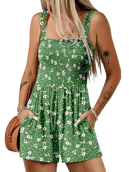 🌞Sommer-Schnäppchen🔥💃Sommer-Overall ärmellos mit Smock-Optik – Bequem & lässig💕