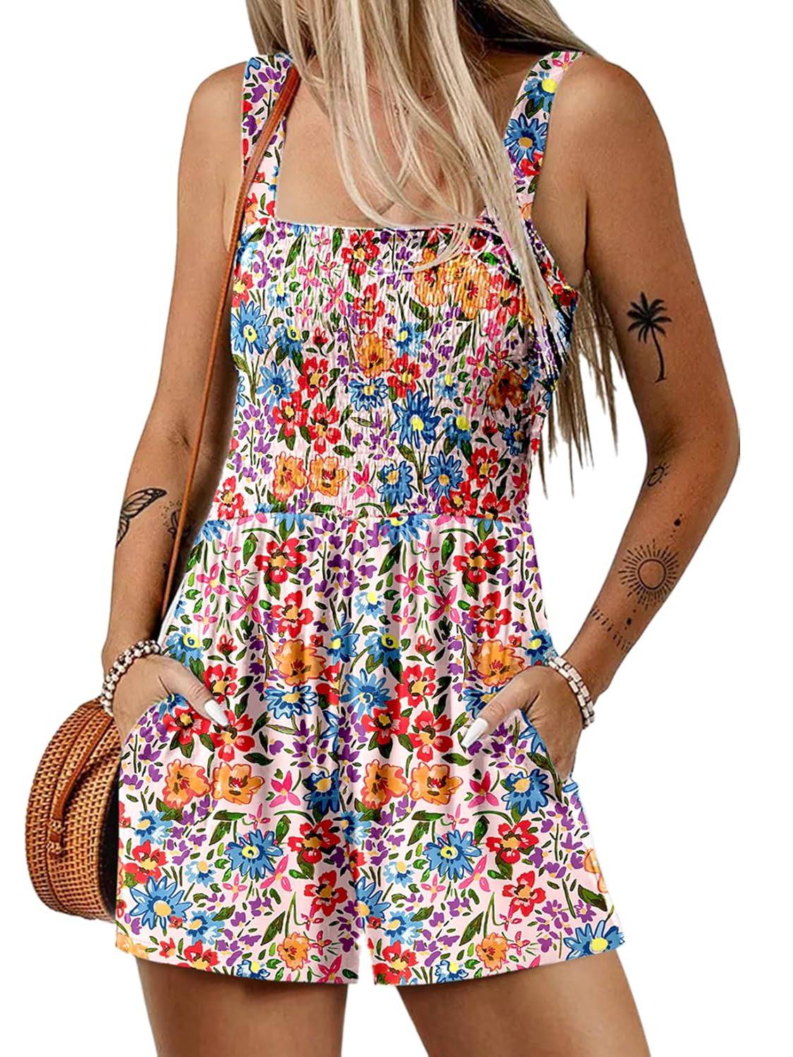 🌞Sommer-Schnäppchen🔥💃Sommer-Overall ärmellos mit Smock-Optik – Bequem & lässig💕