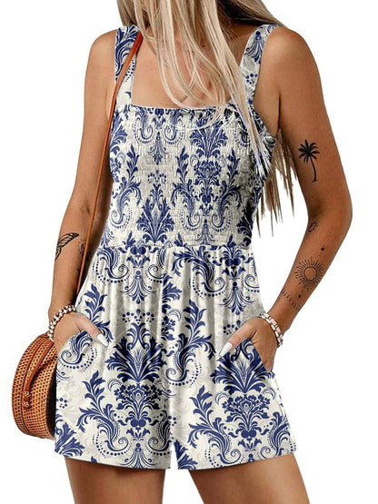 🌞Sommer-Schnäppchen🔥💃Sommer-Overall ärmellos mit Smock-Optik – Bequem & lässig💕