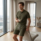 🔥Solange der Vorrat reicht 40 % Rabatt!🎉Zweiteiliges Sommer-Set für Herren aus Polohemd und Shorts