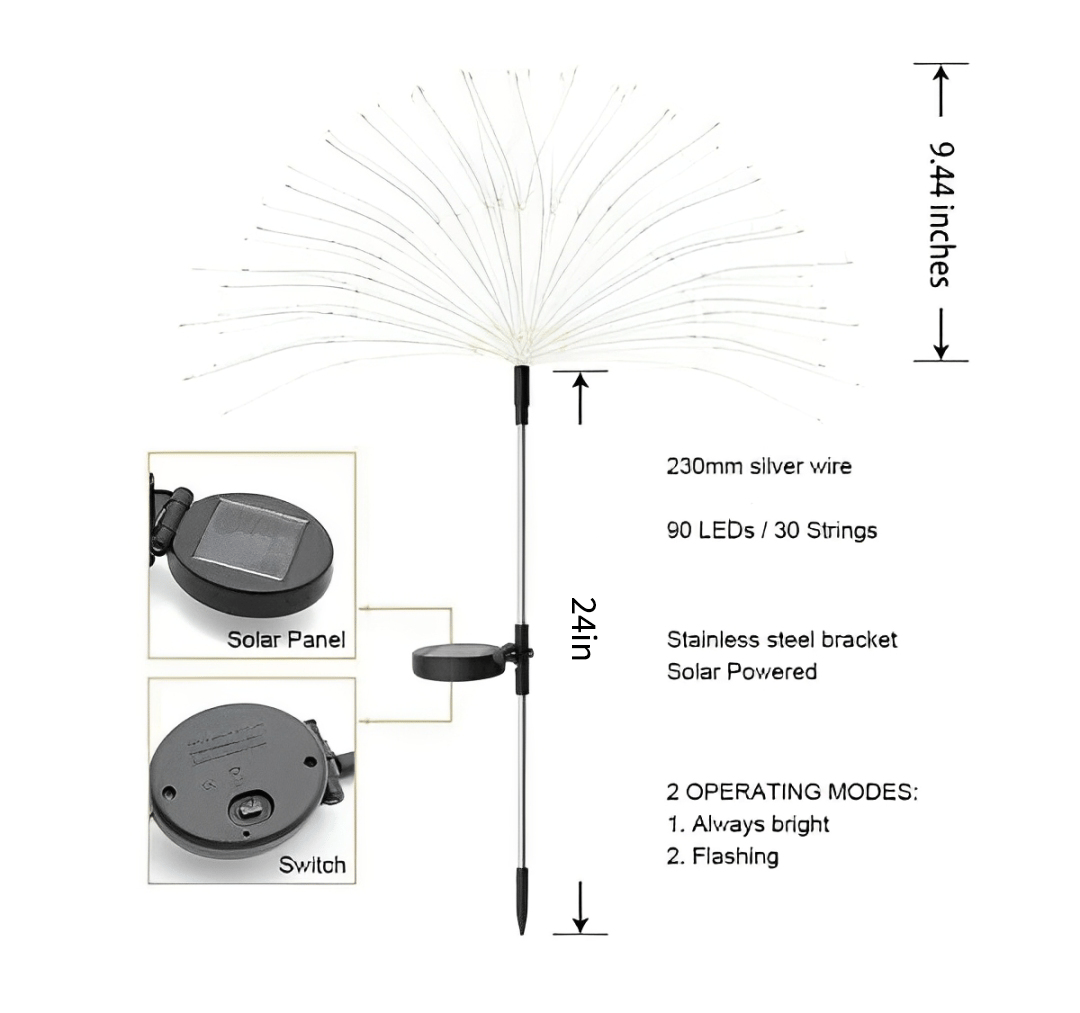 🛍️ 50 % Rabatt – 200 LED Solar-Feuerwerkslichter, 8 Modi, IP65 – wetterfest & warmweiß für Garten, Terrasse & Party 🌟