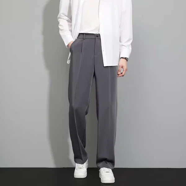 Pantalones de pierna recta de seda de hielo