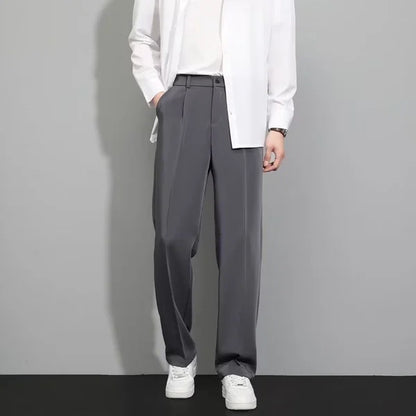 Pantalones de pierna recta de seda de hielo
