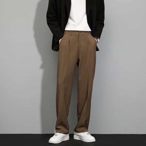 Pantalones de pierna recta de seda de hielo