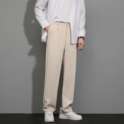 Pantalones de pierna recta de seda de hielo