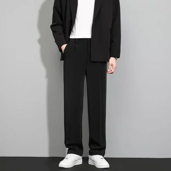 Pantalones de pierna recta de seda de hielo