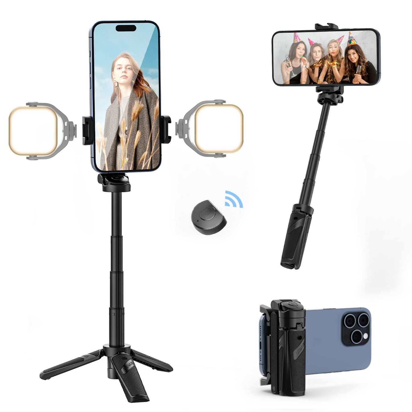 💥📱✨Ausziehbaren Selfie-Stéck am Täscheformat mat eraushuelbarer Fernbedienung