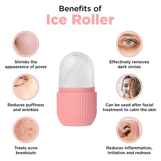 ❄️【🎊1+1 GRATIS】Rosa Silikon-Eisroller (11,5cm) – Kühlt & beruhigt die Haut