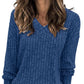 🔥Solange der Vorrat reicht 40 % Rabatt!🎉Damen-Pullover mit V-Ausschnitt und langen Ärmeln in Uni-Farbe