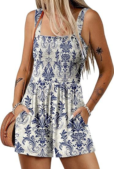 🌞Sommer-Schnäppchen🔥💃Sommer-Overall ärmellos mit Smock-Optik – Bequem & lässig💕