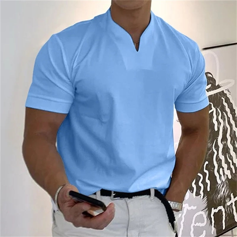 👕 JETZT 60 % RABATT! 💎 Herren-Business-T-Shirt mit V-Ausschnitt und kurzen Ärmeln – atmungsaktive Baumwollmischung, klassische Passform und erhältlich bis Größe 5XL ✨